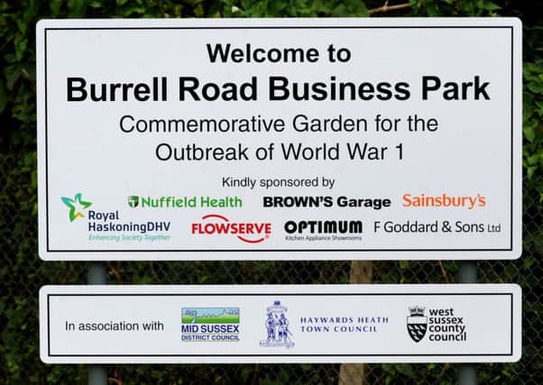 Burrell Road Business Park Commemorative Garden sign. Pic Steve Robards