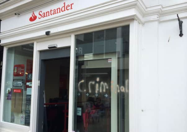 Vandalism at Horsham's branch of Santander