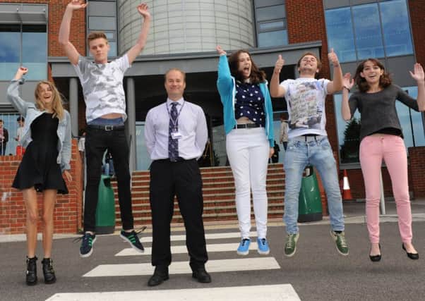A level results day at Central Sussex College, Haywards Heath