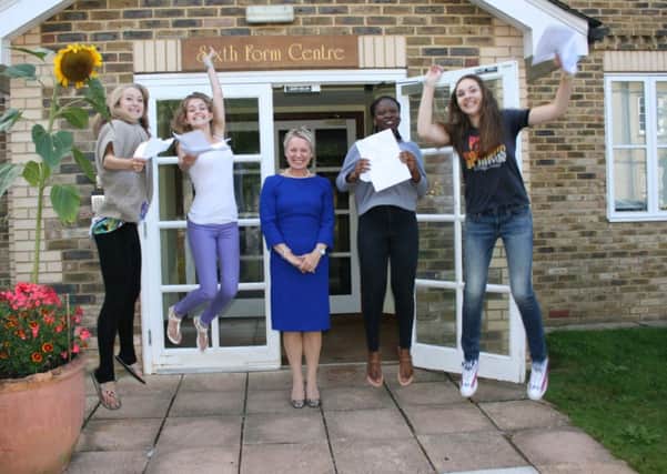 Farlington A-level students with headmistress Louise Higson (submitted).