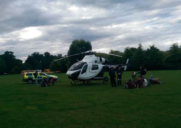 Sussex Air Ambulance lands in Horsham park