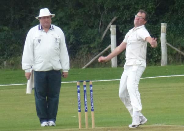 Seven-wicket hero Paul Brookes bowling for Crowhurst Park against Billingshurst. Picture by Simon Newstead (SUS-140816-200233002