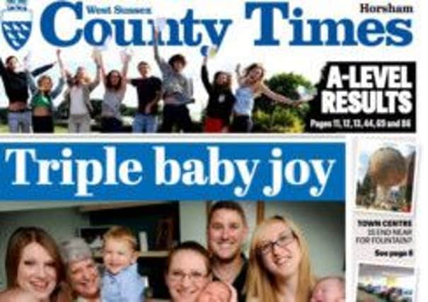 County Times triple baby joy Front page August 21.