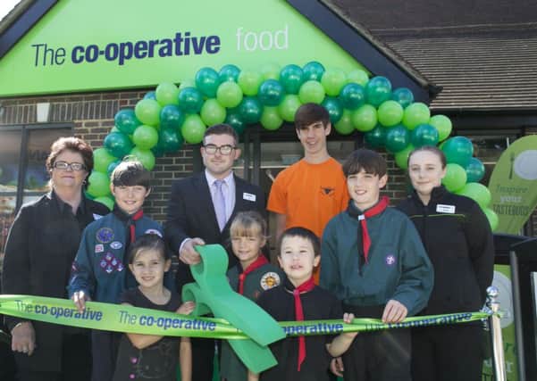 Cowfold Scout Group helps open new Co-op Food store in Cowfold (submitted).
