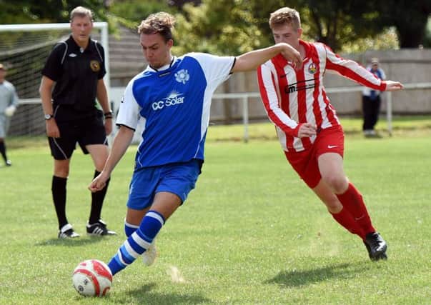 Sussex League Football. Steyning Town FC v Rustington FC. Action from the match. Picture : Liz Pearce. 230814. SUS-140823-184012008