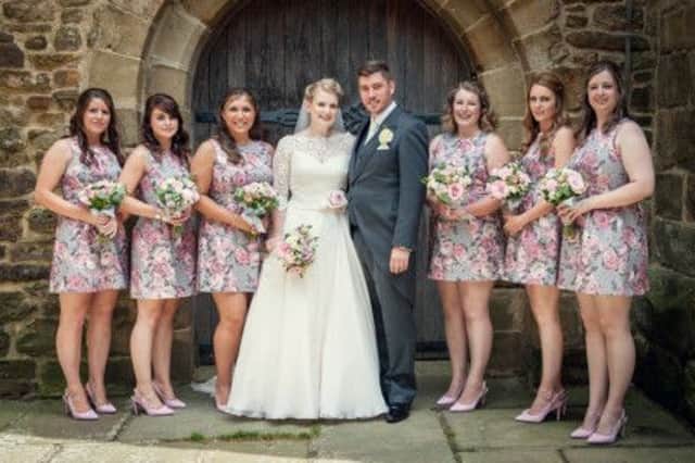 The wedding of Sophie Paula Holmes and Matthew James Lyons took place at St. Mary's Church, Horsham on July 19.

bridesmaids and would like their names they are as follows from left to right Hayley Voice, Amy Rodbard, Miryam Farrell, Lisa Holmes, Laura Dale and Heather Wright.