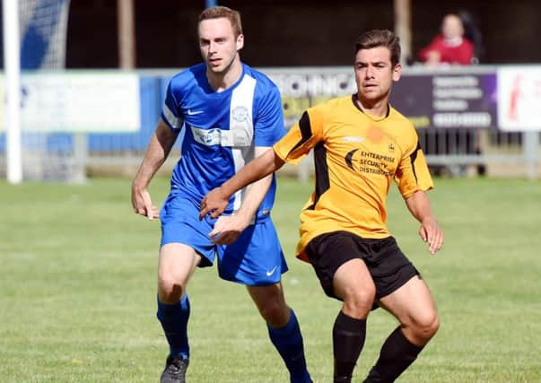 George Landais (above, right) scored his sixth goal of the season on Sunday when Littlehampton reached the first-qualifying round of the FA Cup.