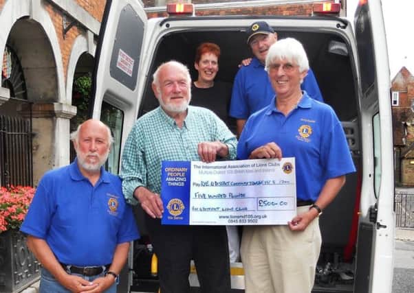 Rye and District Lions have made another donation to Rye and District Community Transport:
Lion President, Terry Cobby, presenting the cheque for £500 to John Izod and Pat Hughes of Rye Community Transport, with Lions Conrad freezer and Bill Coleman. ENGSNL00120110816112130