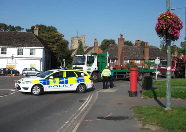 The scene of the collision. Photo by Cowfold resident Graham Hazard