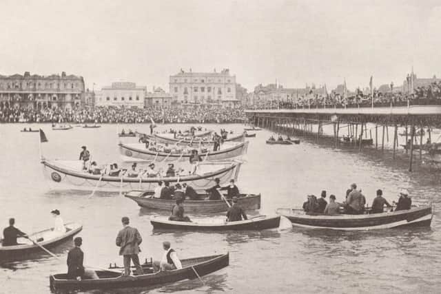 The Lifeboat Demonstration held at Worthing on August 22, 1894, at which Mr Oscar Wilde was one of the occupants of a small rowing boat busily flitting about