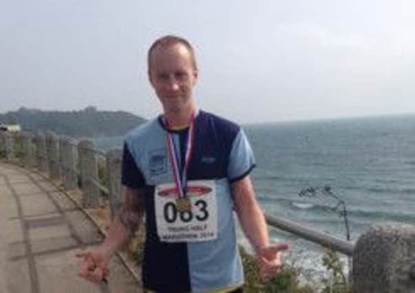 Jon Boxall on the Cornish coast after completing the Truro half marathon