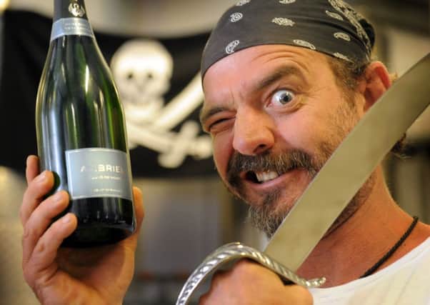 JPCT 160914 S14391012x Redfold Vineyard, Nutbourne. Launch of new sparkling wine, Ambriel, on International Talk Like A Pirate Day. Winemaker, Kobus Louw -photo by Steve Conn SUS-140916-141636001