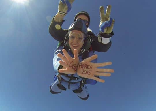 Emma Knowles doing a sky dive for the Coco's Foundation - picture from Go Sky Dive