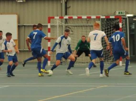 Sussex Futsal in action during their 10-1 victory against LB Herts Futsal in their National League opener