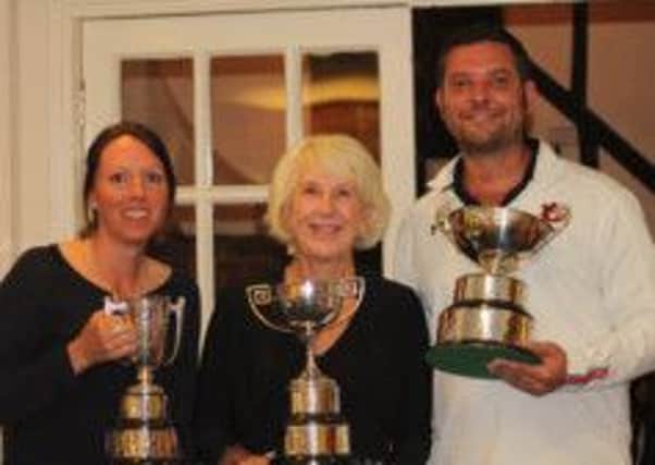 Dan and Jo with Ladies Captain Rosemary Parvin.