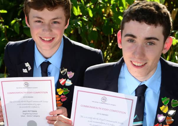 Angmering School students Ben Galbally (right) and Jake Pettman win international acclaim for their Commonwealth essays.