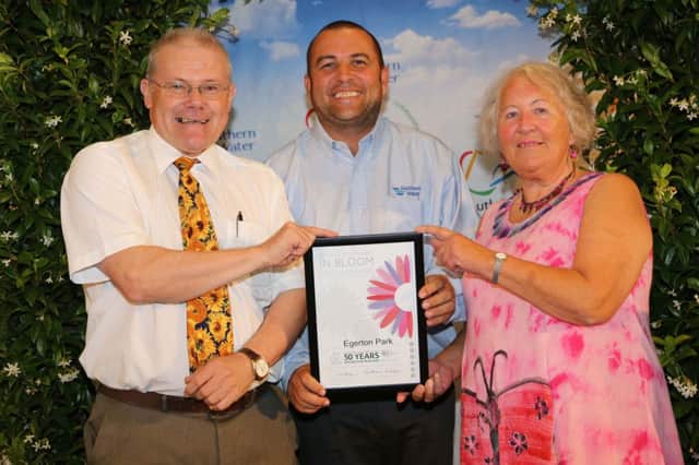 Southern Water
South and South East in Bloom 2014 awards at The Amex Stadium Brighton. Celebrity gardener Chris Collins was on hand to do the presentations.
: Egerton Park, Bexhill SUS-140923-125032001