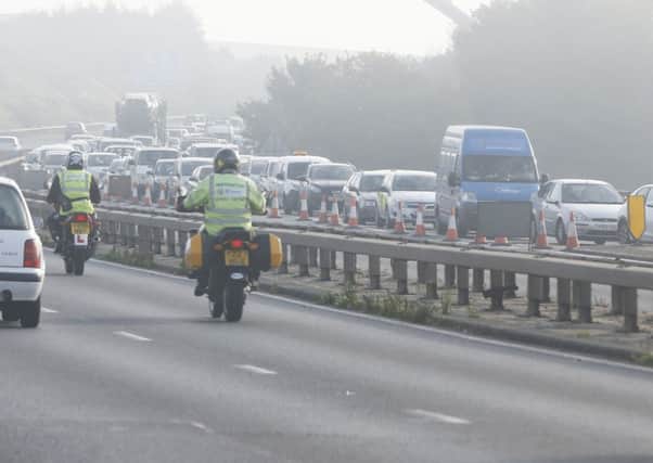 Traffic on the westbound A27 following the incident   Picture by Eddie Mitchell