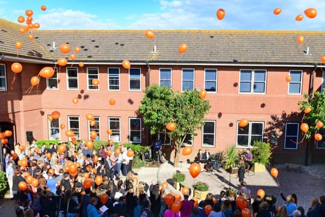 WH 240914  Students released balloons into the air in memory of Lucy Goulding