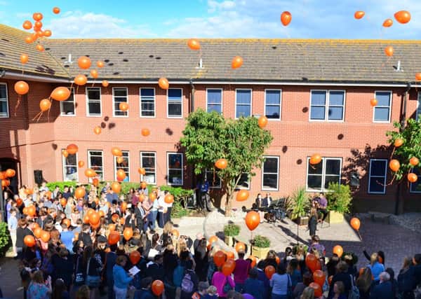 WH 240914  Students released balloons into the air in memory of Lucy Goulding
