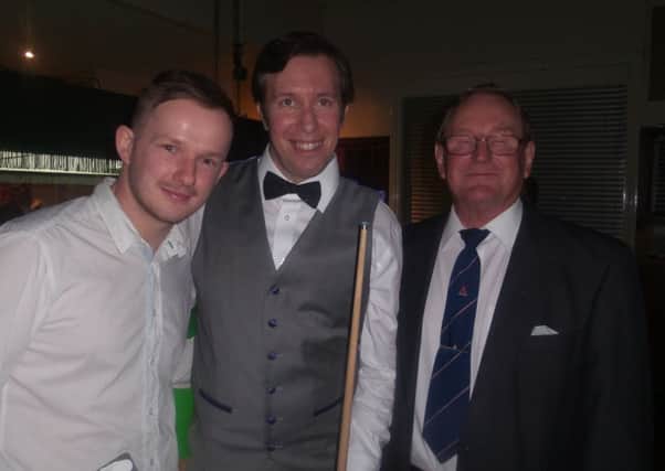 Dominic Dale (middle) pictured with Stephen McCullough (left) and Frank Sandell