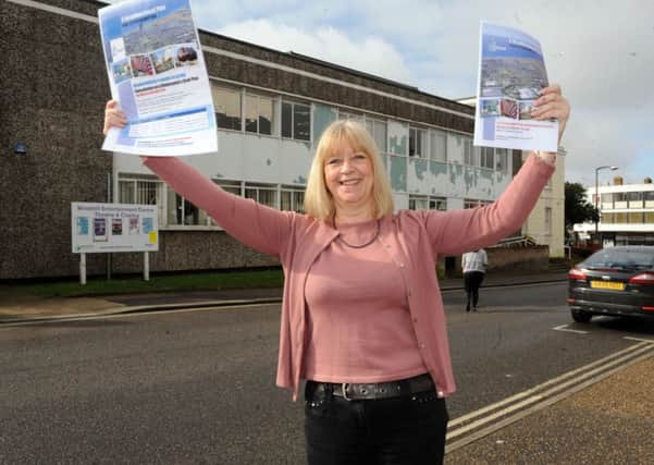 Mayor Jill Long pictured with a draft of the neighbourhood plan last year L11075H13