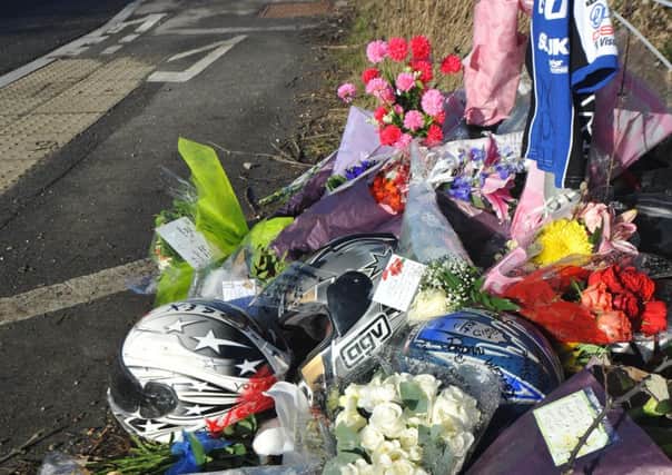 21/2/14- Floral tributes at the scene of a fatal road traffic accident in Rye Harbour Road, Rye SUS-140221-124928001