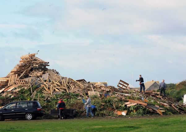 Last year's bonfire was stacked up high... but could not be lit on the night due to poor weather