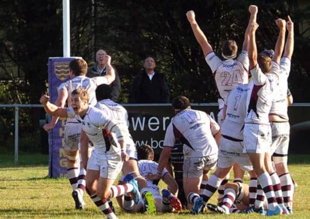 Taunton Titans celebrate their victory over Worthing Raiders on Saturday