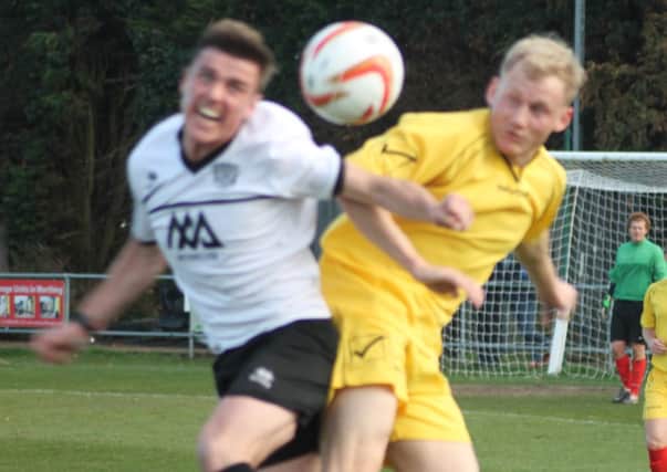 New Hastings United signing Kevin Keehan (left) in action for former club East Preston. Picture courtesy Steve Saunders