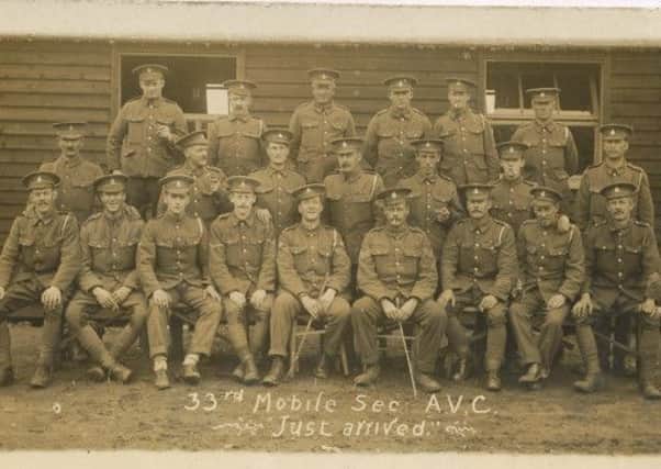 Alfred George Wilson, fourth from right on the front row, during the First World War