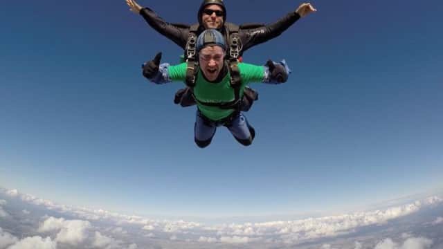 David Spurling, who works at Horsham Santander, does a skydive for the NSPCC - picture submitted