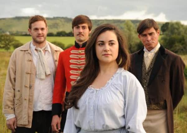 Martha Perrin as Bathsheba with, from left, Tony Bright as Gabriel, Ben Judd as Sergeant Troy and Kit Corcoran as William