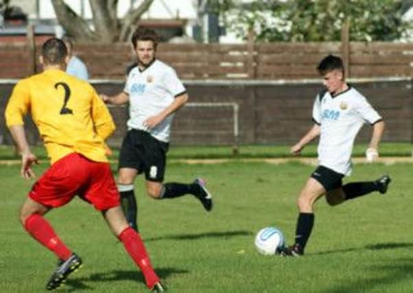 Scott Rafferty scores for Pagham Reserves    Picture by Roger Smith