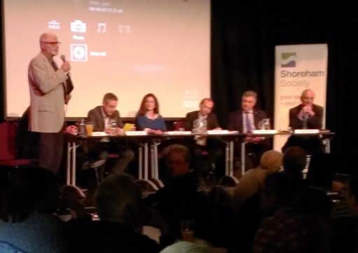 Shoreham Society chairman Gerard Rosenberg introduces the panel
