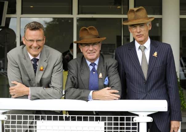 Goodwood managing Director Adam Waterworth, clerk of the course Seamus Buckley and racecourse director Rod Fabricius   Picture: Malcolm Wells (142606-8557)