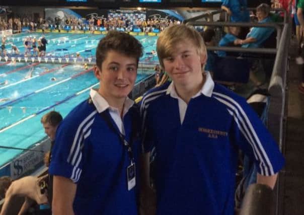 Hastings Seagull Swimming Club duo JJ Choron (left) and Harry Kilbane at Ponds Forge in Sheffield