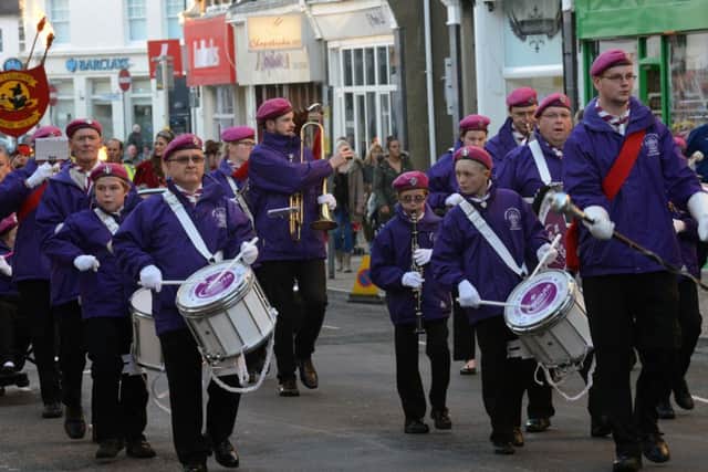 Arundel and Littlehampton District Scout Band on the march L43706HJ14