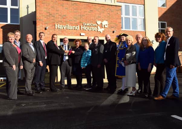 Guild Care receive keys to their new dementia care  home at Haviland House. Picture are Guild Care Staff , dignitaries and guests. Goring by Sea.  Picture : Liz Pearce. LP281014GC01 SUS-141028-172332008