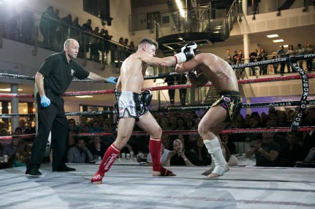 Fighting Tigers Gym talent Jamie McGuigan in action during the latest Pantheon show at Sussex Coast College Hastings