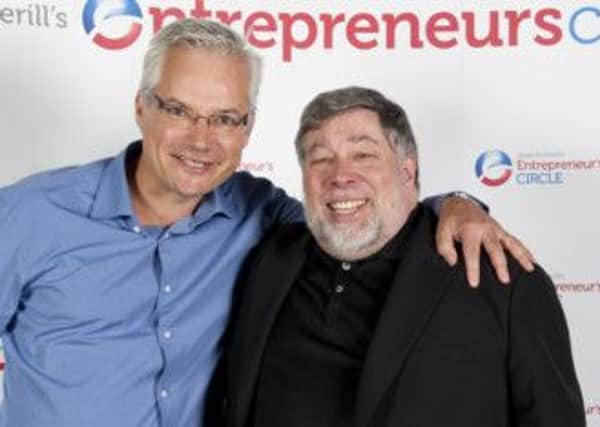 Steve Wozniak with Shopper Anonymous founder Jonathan Winchester SUS-140311-103839001