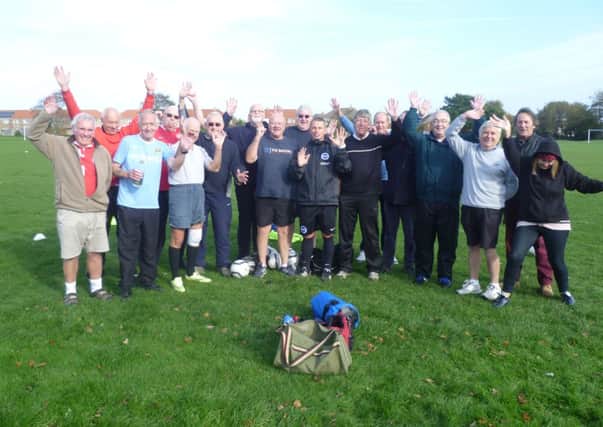 Just some of the members who completed the walking football course in Littlehampton and Angmering SUS-140311-143208001