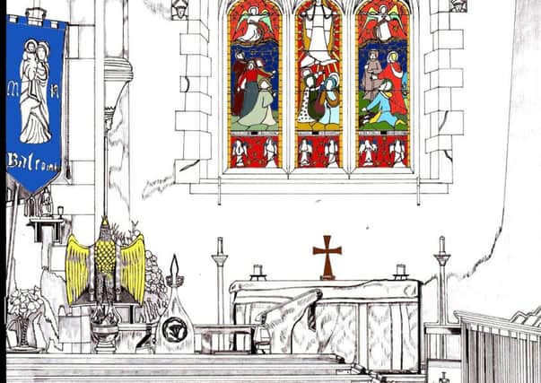 St Mary's church Balcombe hand drawn by Paul Milton Copyright (c) SUS-141020-100158001