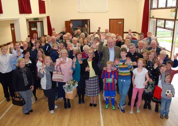 Residents of Warnham Village Hall celebrating its grand reopening (photo by Roo Ball).