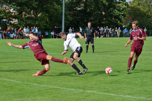 Action from Little Common's 4-3 victory over Bexhill United in the Peter Bentley Challenge Cup at the start of the season. Picture by Stephen Curtis (SUS-140821-153247002)