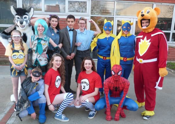 Weald students and staff dressed up for Children in Need day.