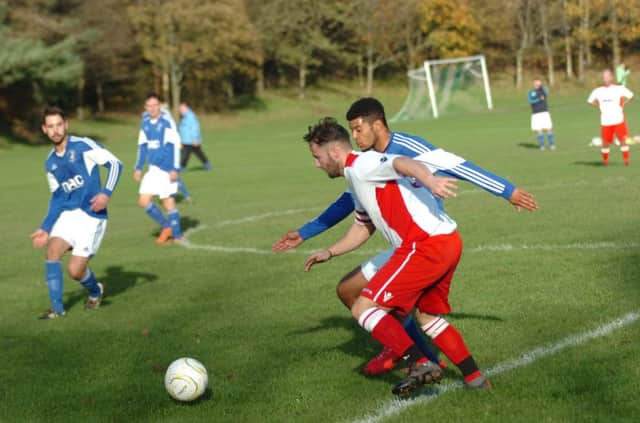 Action from the Macron East Sussex Football League Premier Division clash between St Leonards Social and Peche Hill Select. Picture by Simon Newstead (SUS-141117-113027002)