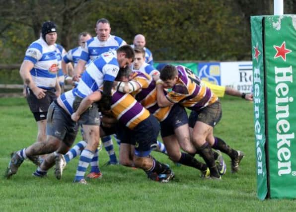 Hastings & Bexhill on the defensive during the defeat against Uckfield. Picture courtesy Ron Hill (HillPhotographic)