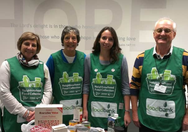 Horsham foodbank volunteers Pam Wilson, Anita Hambling, Sophie Ungar and John Watling