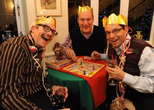Bernard (Mathew Arnold), Clive (Phil Brown) and Nev (Dan Dryer) in Season's Greetings